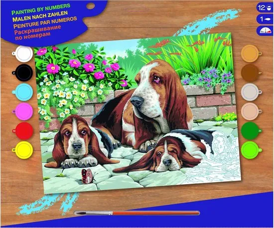 Schilderen op nummer "Sequin Art" Senior Basset Honden