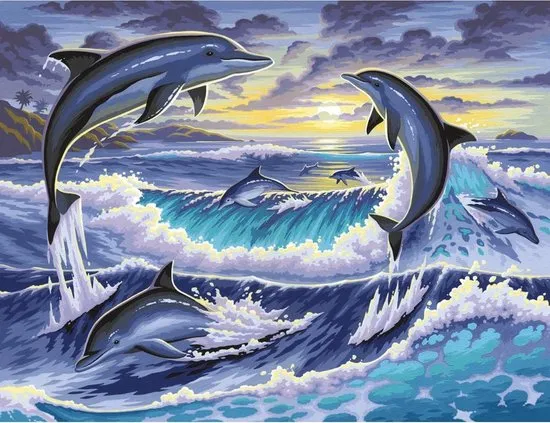 Schilderen op nummer "Sequin Art" Senior Dolfijnen