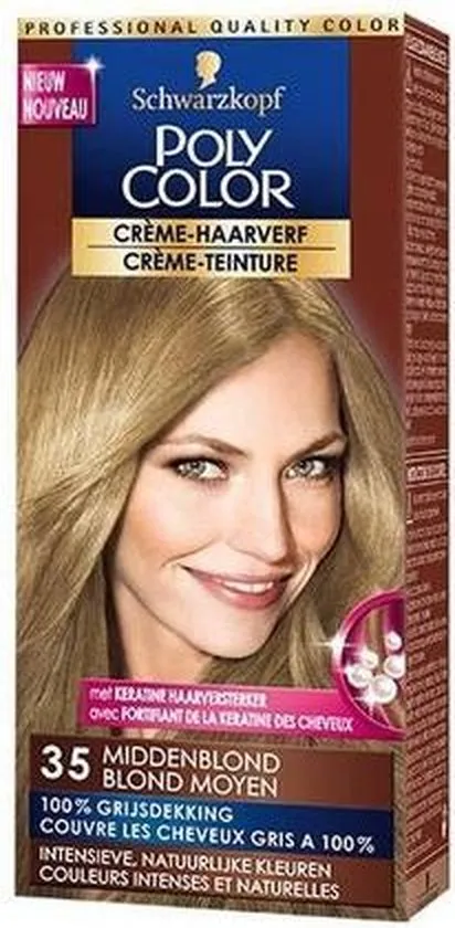 Schwarzkopf Poly Color Crème Haarverf 35 Middenblond - 1 stuk - intensieve, natuurlijke kleuren met 100% grijsdekking