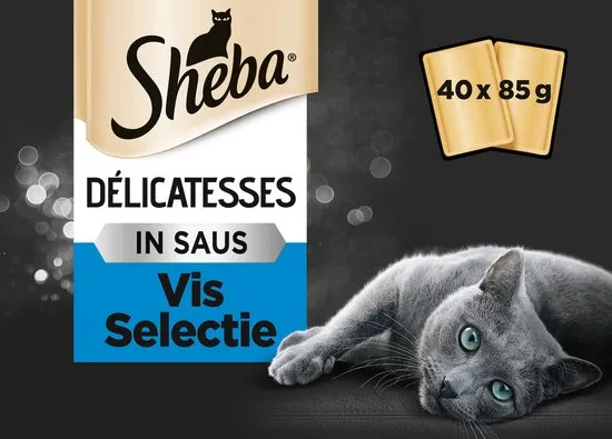 Sheba Delicatesse - Vis in Saus - Maaltijdzakjes voordeelpak - 40 x 85g
