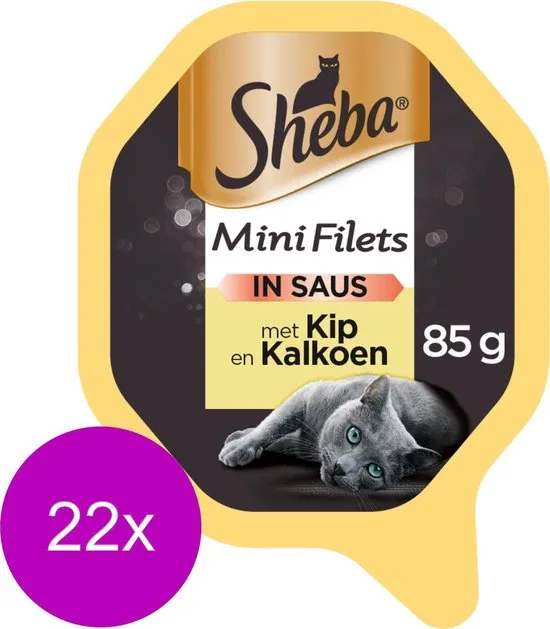 Sheba Mini Filets in Saus Kuipje - Kip & Kalkoen - Kattenvoer - 22 x 85g