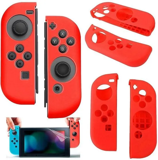 Silicone Anti Slip cover voor Nintendo Switch Controller Rood