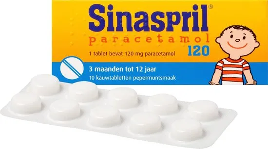 Sinaspril Paracetamol 120mg - Pepermuntsmaak - 10 tabletten
