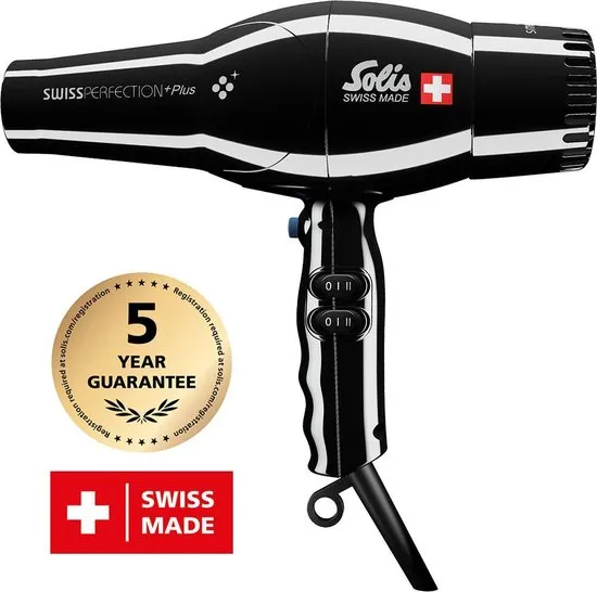 Solis Swiss Perfection Plus 3801 Haardroger - Smart Silencer - Zwart