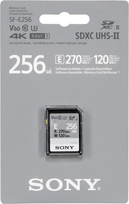 Sony SDXC E series 256GB UHS-II Class 10 U3 V60