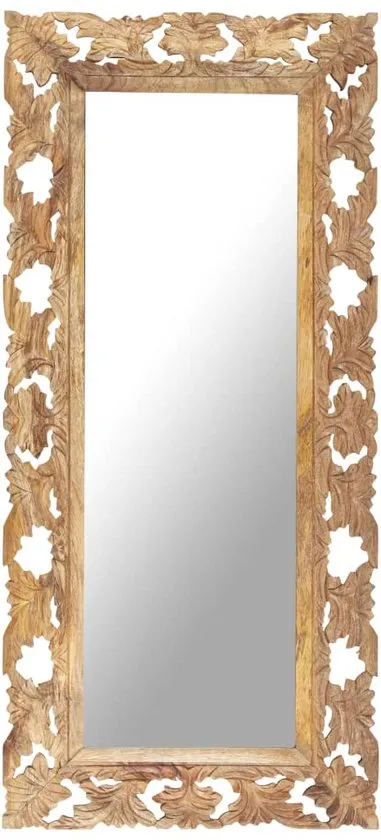 Spiegel handgesneden 110x50 cm massief mangohout bruin