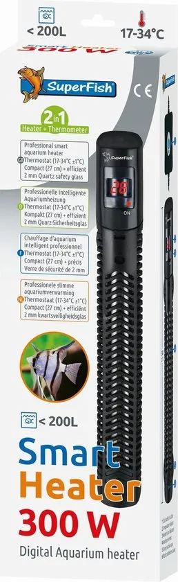 Superfish Smart Heater Digital 27 cm - Verwarming - 300 Watt Tot 200 Liter
