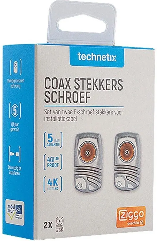 Technetix F-CON-A+ schroef F-connectoren set / haaks