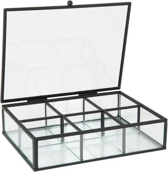 THEEDOOS Zwart Glas en Metaal 20x15x5 cm