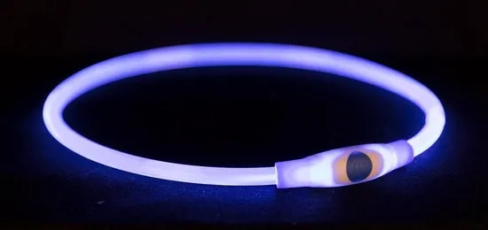 Trixie halsband voor hond usb flash light lichtgevend oplaadbaar blauw 65x0,8 cm