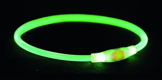 Trixie halsband voor hond usb flash light lichtgevend oplaadbaar groen 65x0,8 cm