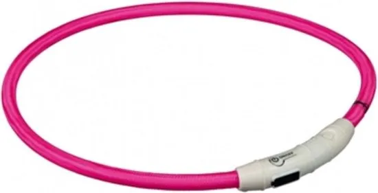 Trixie lichtgevende led halsband voor hond usb oplaadbaar roze 7 mmx65 cm