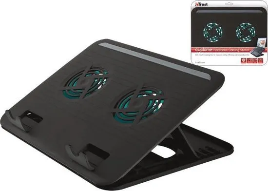 Trust - Cyclone - Laptop Cooling Stand - 2 Ventilatoren - USB-voeding - Aanpasbare kantelen - max 16 inch