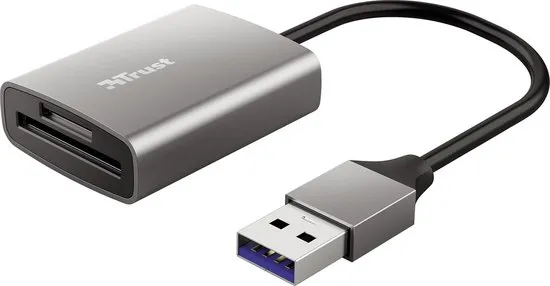 Trust Dalyx Fast USB 3.2 Compacte Kaartlezer - Standaard USB-aansluiting - voor Gebruik met (micro-)SD-kaarten - Zwart