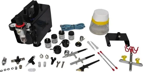 vidaXL - 140286 Compressor - Airbrush set met 3 spuitpistolen