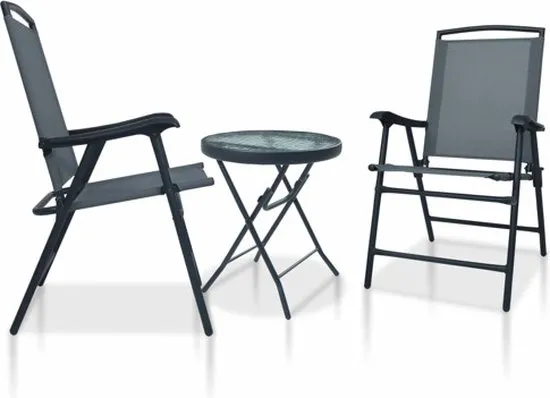 vidaXL 3-delige Bistroset staal grijs