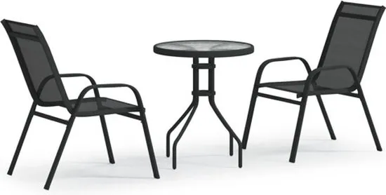 vidaXL 3-delige Bistroset zwart