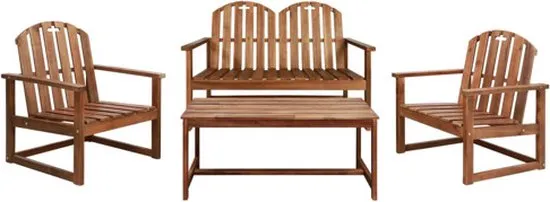 vidaXL 4-delige Loungeset massief acaciahout