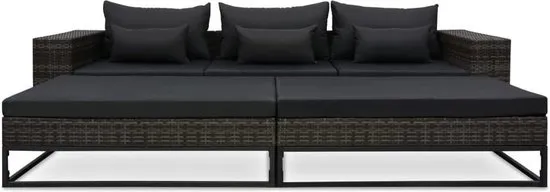 vidaXL 5-delige Loungeset met kussens poly rattan grijs  VDXL_49531