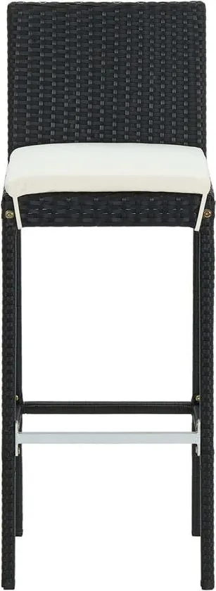 vidaXL 5-delige Tuinbarset met kussens poly rattan zwart