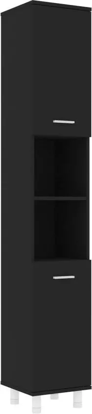 vidaXL Badkamerkast 30x30x179 cm spaanplaat zwart