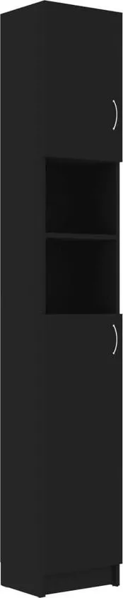 vidaXL Badkamerkast 32x25.5x190 cm spaanplaat zwart