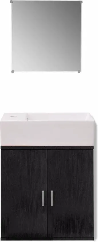 vidaXL Badkamermeubelset met wasbak zwart 3-dlg