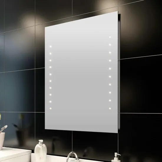 vidaXL - Badkamerspiegel met LED verlichting - Spiegel - Glas - 60x50 cm - Transparant