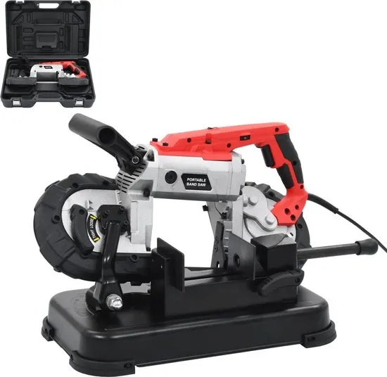 vidaXL Bandzaag met basis en draagkoffer staal