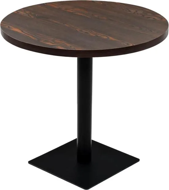 vidaXL Bistrotafel rond 80x75 cm MDF en staal donker essenkleur