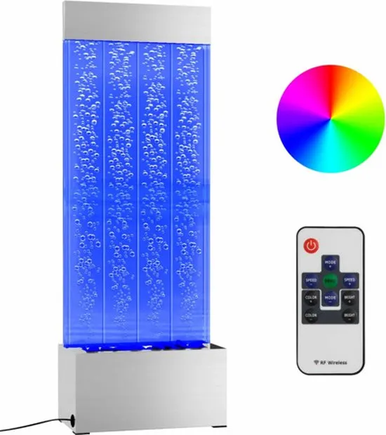 vidaXL Bubbelzuil met RGB LED's 110 cm roestvrij staal en acryl