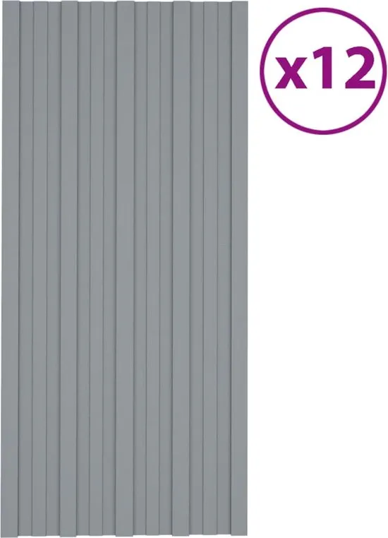 vidaXL Dakpanelen 12 st 100x45 cm gegalvaniseerd staal zilverkleurig