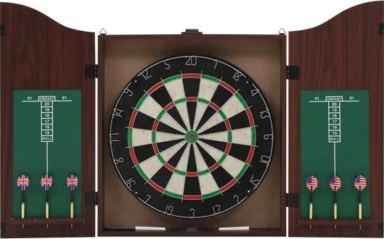 vidaXL Dartbord professioneel met kast en 6 darts sisal