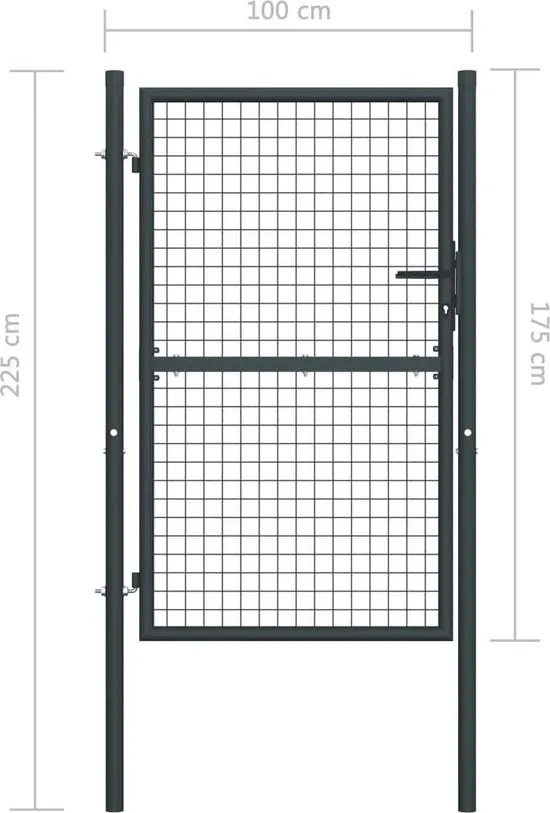 vidaXL Gaaspoort 100x255 cm gegalvaniseerd staal grijs