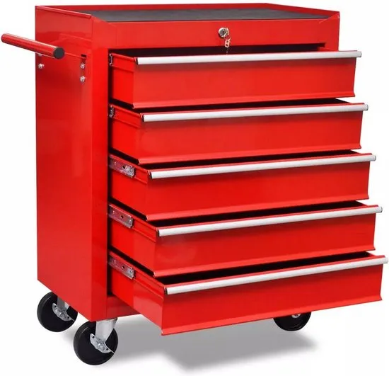 vidaXL Gereedschapswagen 5 lades rood