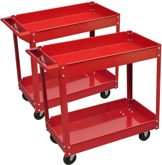 vidaXL - Gereedschapswagen Gereedschap Trolley 2 schappen (2 stuks) 140155