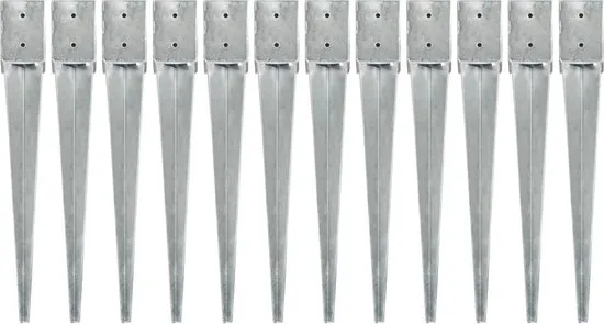 vidaXL Grondpinnen 12 st 10x10x76 cm gegalvaniseerd staal zilverkleurig