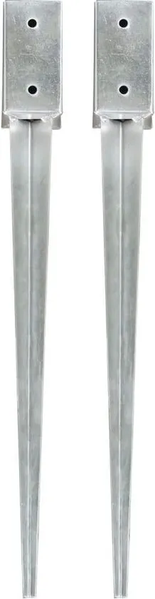 vidaXL Grondpinnen 2 st 7x7x75 cm gegalvaniseerd staal zilverkleurig  VDXL_145401