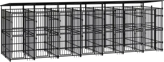 vidaXL Hondenkennel met dak 12.9 m² staal