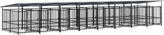 vidaXL Hondenkennel met dak 15.02 m² staal