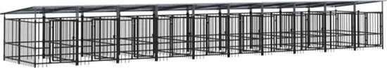 vidaXL Hondenkennel met dak 18.77 m² staal