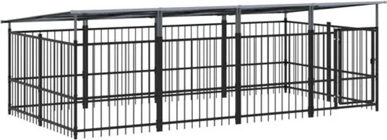 vidaXL Hondenkennel met dak 7.51 m² staal