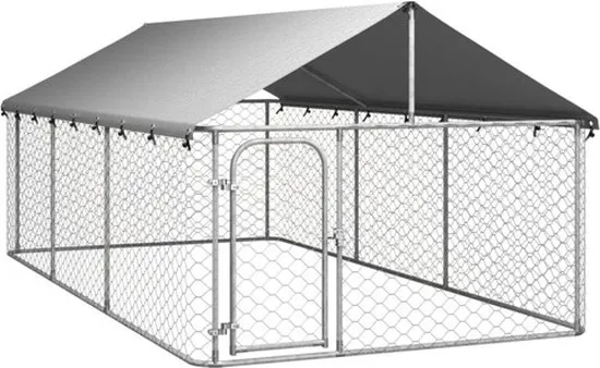 vidaXL Hondenkennel voor buiten met dak 400x200x150 cm