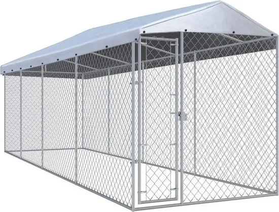 vidaXL Hondenkennel voor buiten met dak 7,6x1,9x2,4 m