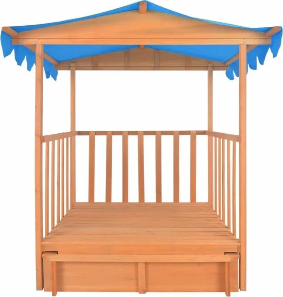 vidaXL Kinderspeelhuis met zandbak UV50 vurenhout blauw