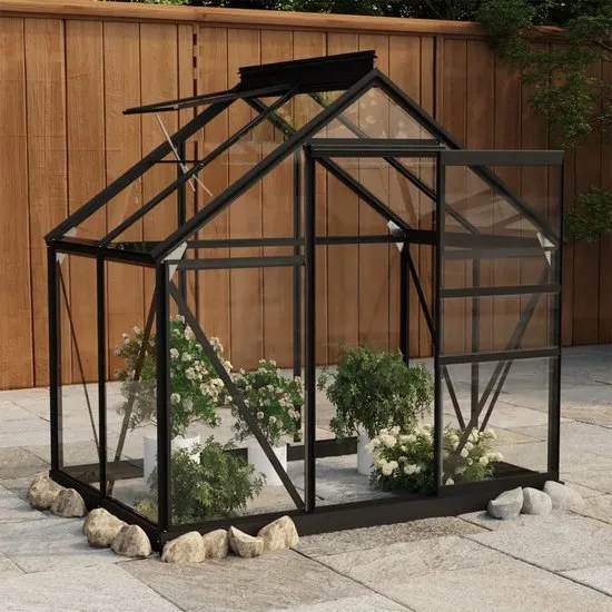 vidaXL Kweekkas 155x103x191 cm aluminium en glas antracietkleurig