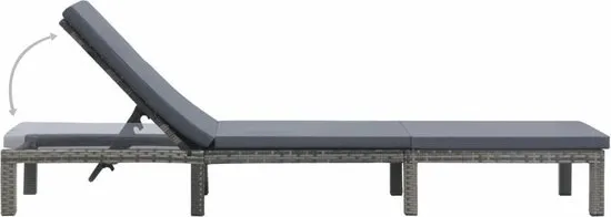 vidaXL Ligbed met kussen poly rattan antraciet  VDXL_47752