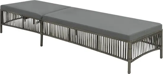 vidaXL Ligbed met kussen poly rattan grijs