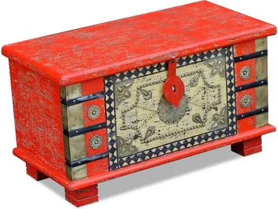 vidaXL Opbergkist rood mango hout 80x40x45 cm