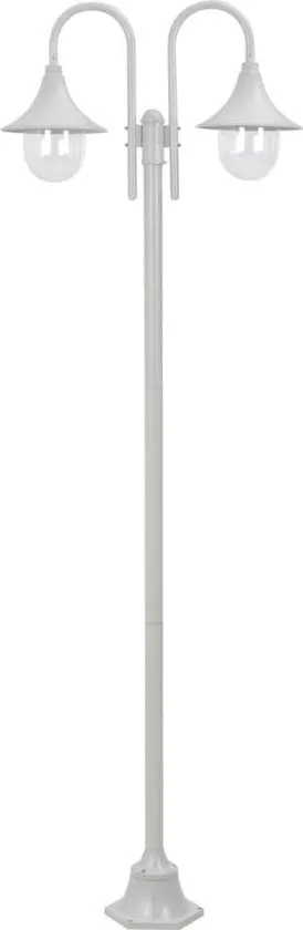 vidaXL Paalverlichting tuin E27 220 cm aluminium wit 2-delig